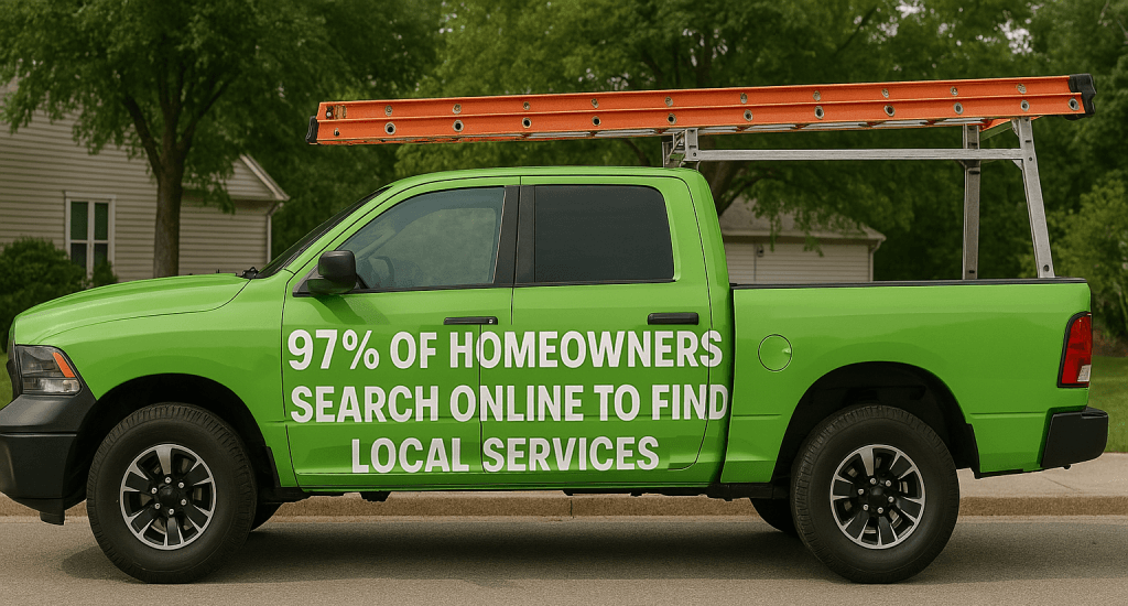 keywords online are better than new roofing truck wrap