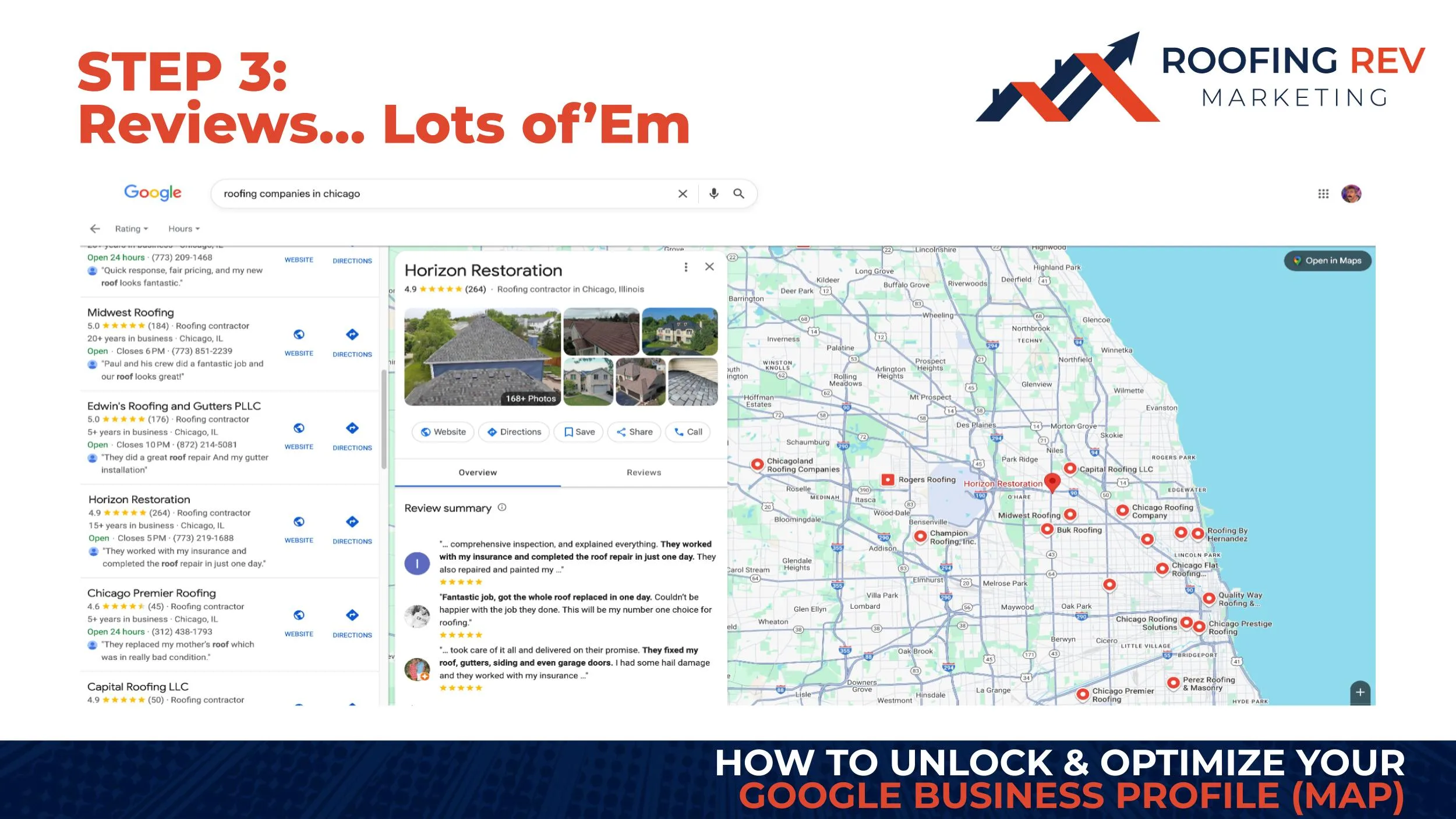 step 3 - get lots of roofing project reviews on your GBP Maps
