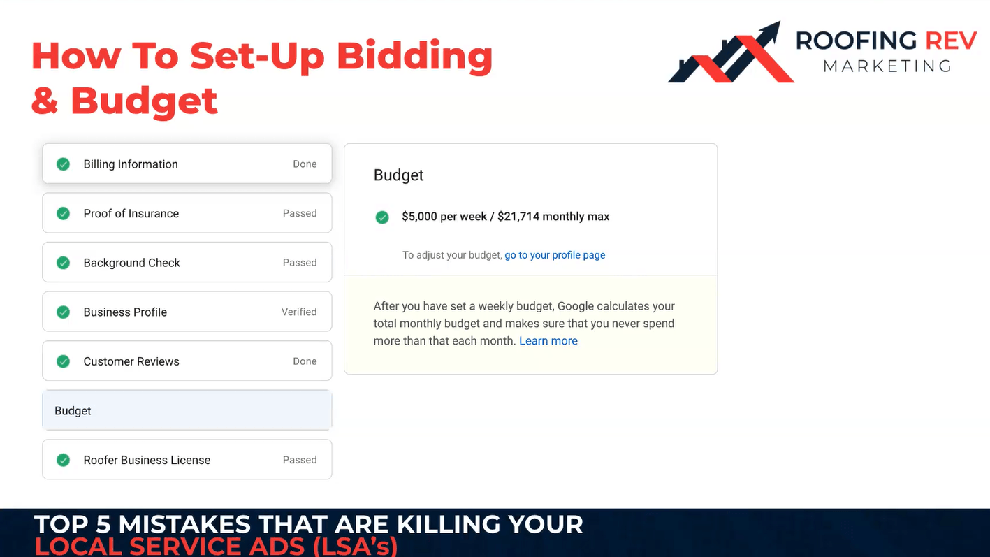 setting up bidding And budgeting