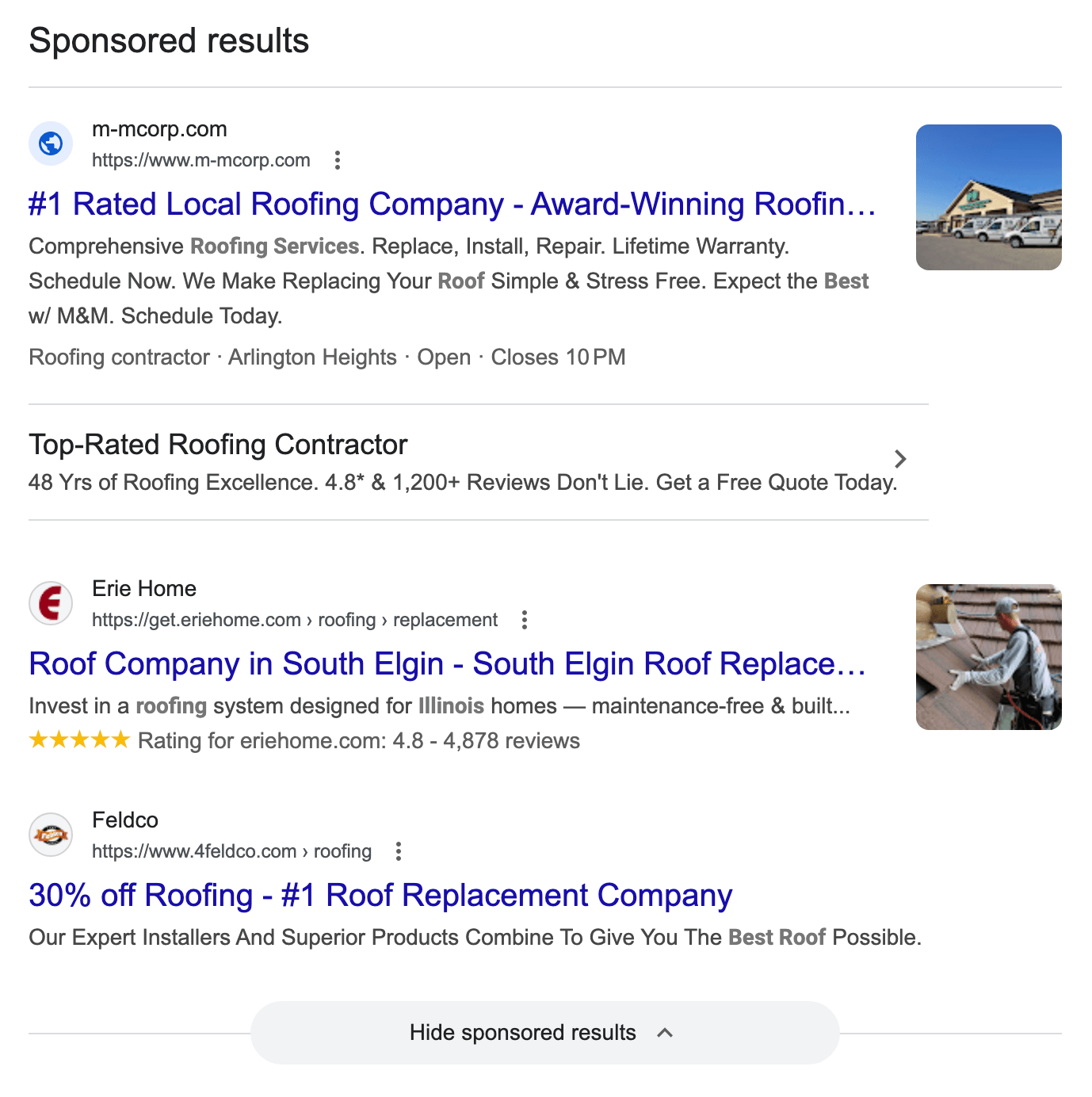 google search ads ppc for roofing chicago 2016