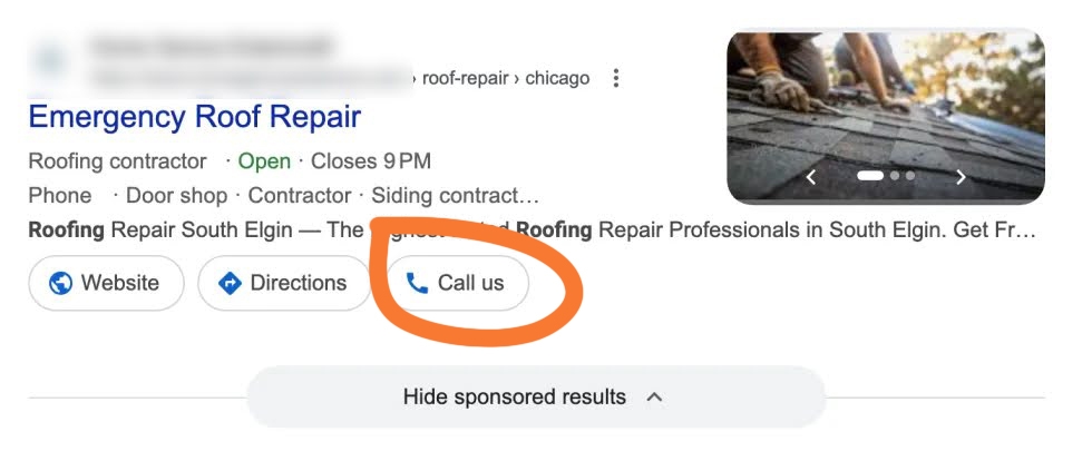 google call extension example