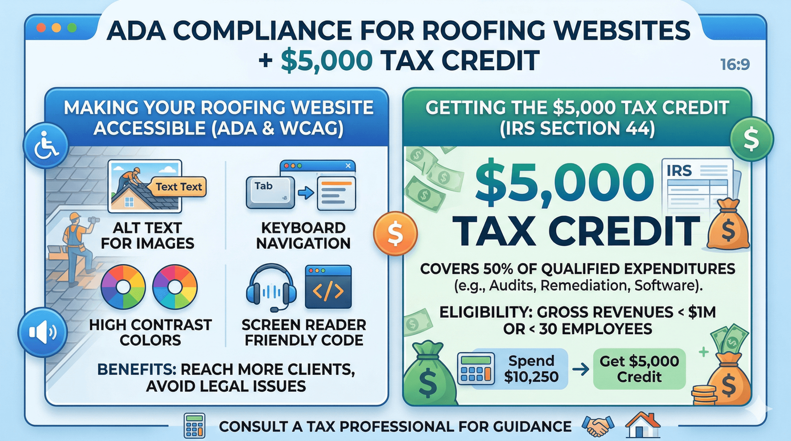 ADA Compliance for Roofing Websites + $5K Tax Credit