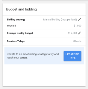 manual LSA bidding roofing example with 12000 weekly budget
