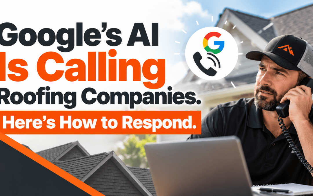 Google's AI is calling roofing companies featured image showing a roofing company representative on the phone